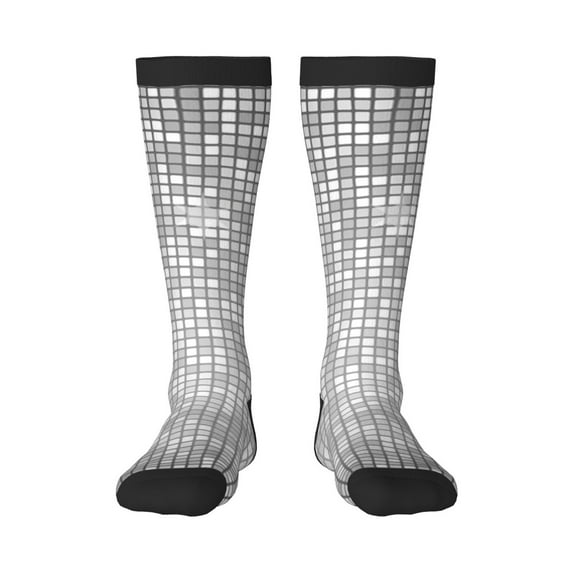 Naloa Silver Mosaic Knee Socks, High Socks Long Stretchy Sock Women Knee High Stocking, Long Socks for Women