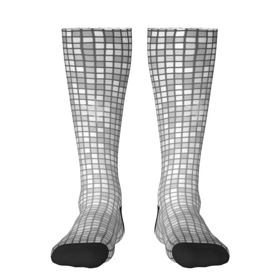 Naloa Silver Mosaic Thigh High Socks Extra Long Stretchy Sock Women Over Knee High Opaque Stocking Daily Wear