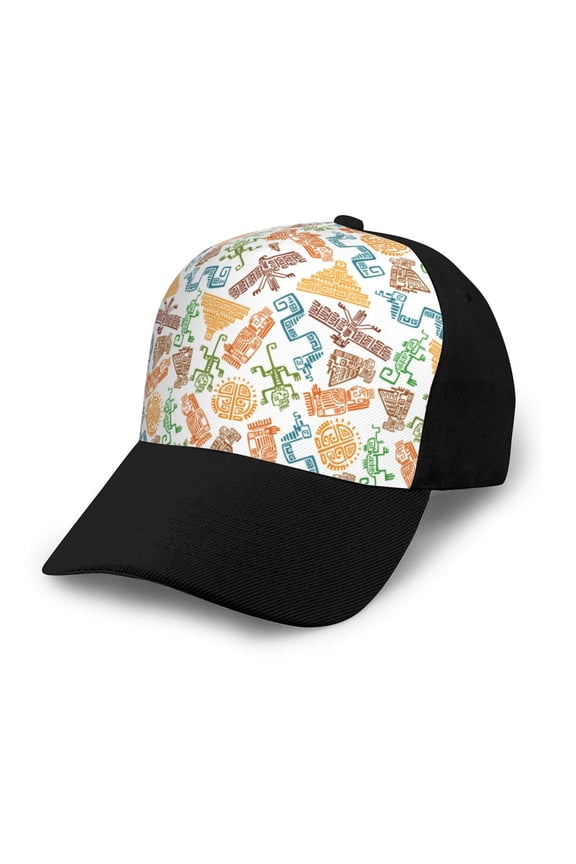 Simple Drawing Adult adjustable Print Baseball Hat, Patchwork curved brim baseball capfor Men and Women, One Size