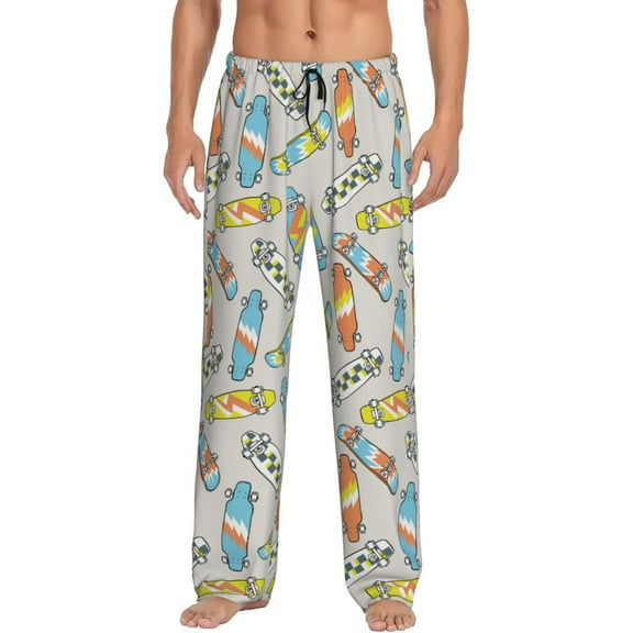 Naloa Skateboard Pajama Pants Men, PJ Bottoms, Sleep & Lounge Pants-Medium