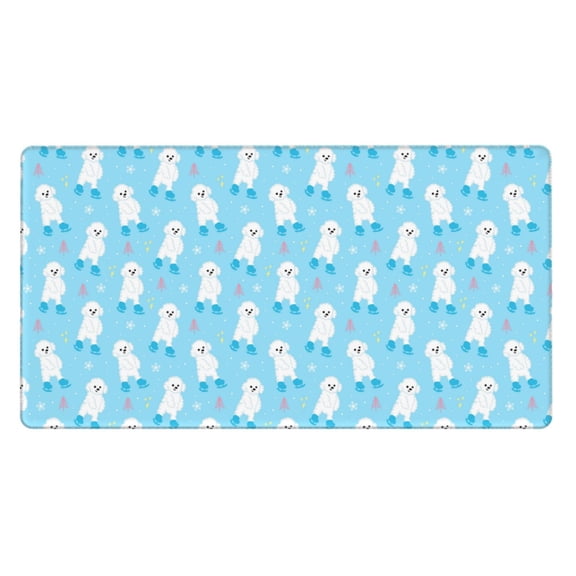 Naloa Skating Poodle Fun Gaming Mouse Pad Large Mouse Mat Long Extended Desk Pad Non-Slip Rubber Mice Pads Stitched Edges Thin Pad (16x29.5 Inch)
