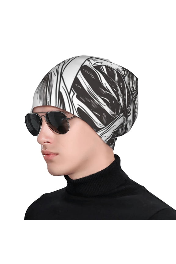 Skeleton Book Lover Soft Beanie Hat, Knit Beanie Daily Beanie in Fine Knit for Women Men Winter Travel, Outdoor