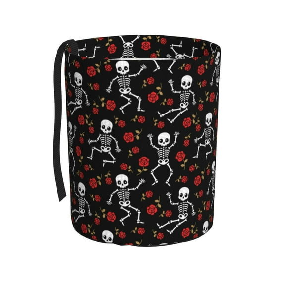 Naloa Skeleton with Roses Car Trash Can Garbage Car Accessories Trash Can Car Waste Bin for for Driver and Passenger Any Vehicle