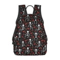 thumbnail image 1 of Naloa Skeleton with Roses Print Lightweight DayBackpack Suitable for school, work, shopping, travel, etc., 1 of 5