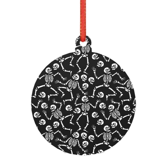 Naloa Skeletons Dancing Acrylic Santa Tree Decorations Christmas Hanging Pendant for Christmas Winter New Year Party Hanging Decorations-Round Shape