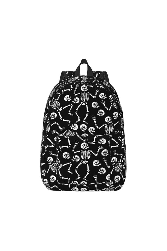 Skeletons Dancing Canvas Backpack for Men Women Rucksack Casual Travel Daypack College Tote Satchel Bookbag for Teens-Small