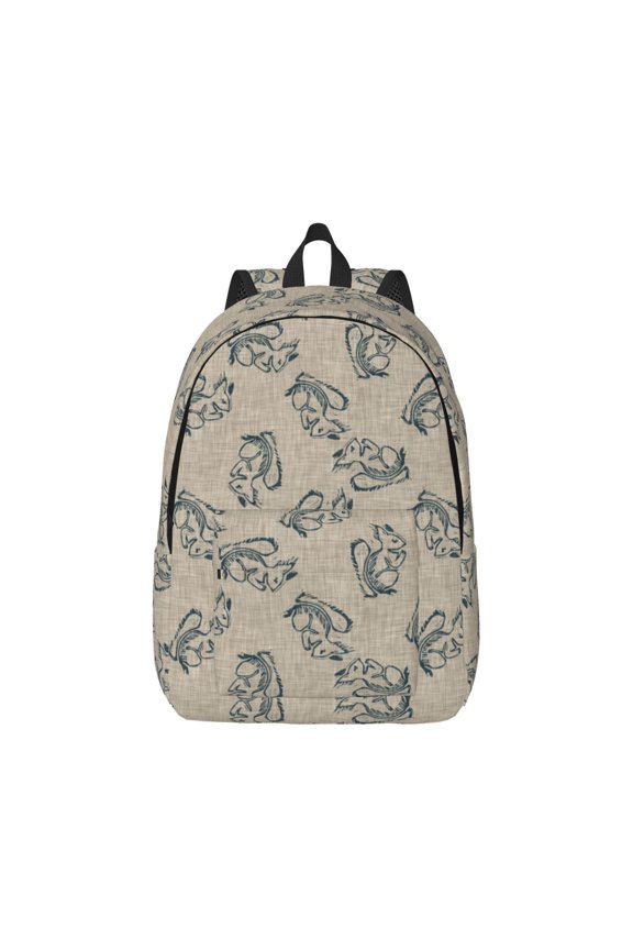 Sketch Squirrels Linen Canvas Backpack for Men Women Rucksack Casual Travel Daypack College Tote Satchel Bookbag for Teens-Small
