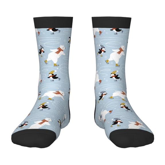 Naloa Skiing penguin Bear Kids Socks Unisex Kids and Toddlers' Crew Socks, ,1 Pairs