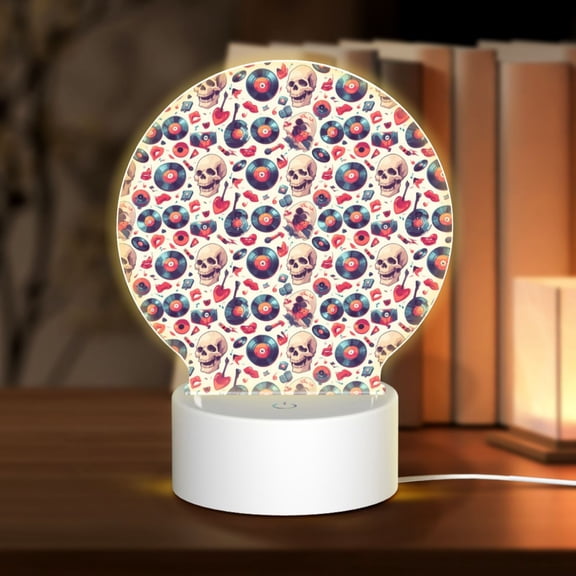 Naloa Skull Guitar record lips Acrylic LED Night Light Custom LED Lights Personalized Nightlight Customized Gifts for Family Couples Friends