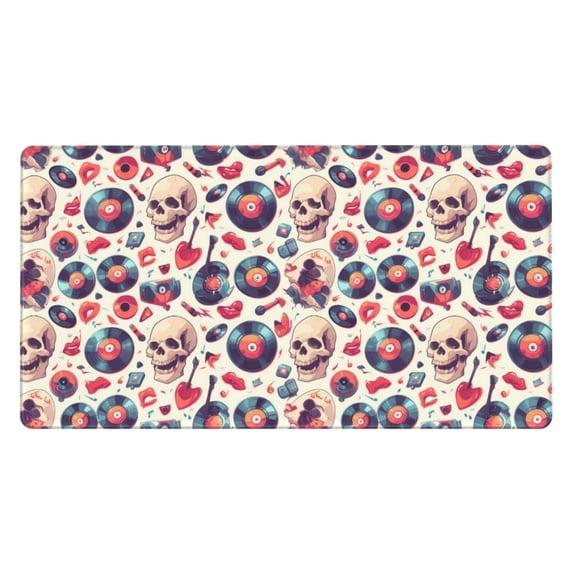 Naloa Skull Guitar record lips Gaming Mouse Pad Large Mouse Mat Long Extended Desk Pad Non-Slip Rubber Mice Pads Stitched Edges Thin Pad (16x29.5 Inch)