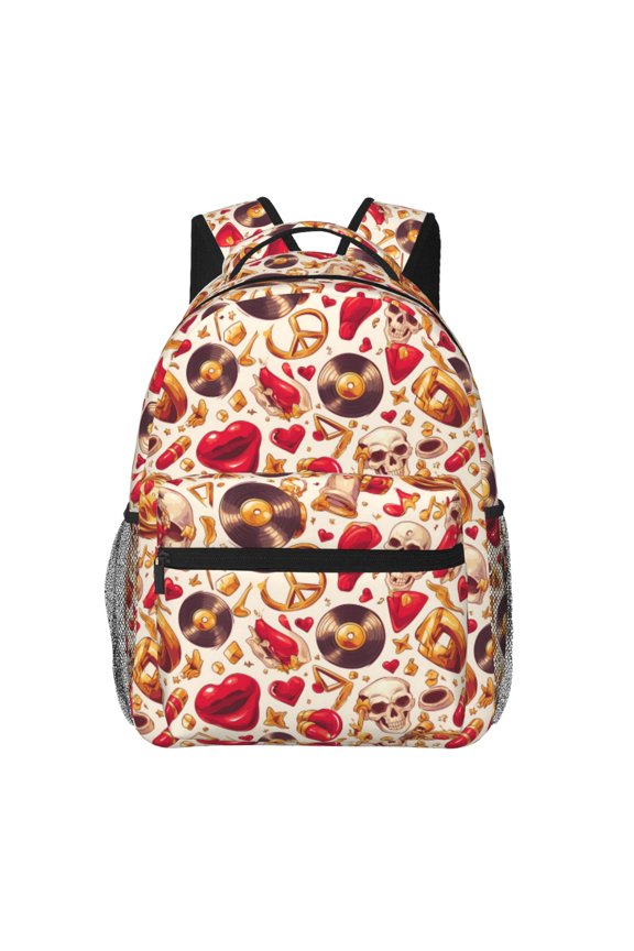 Skull Retro record lips Print Solid Color Tie Formal Necktie for MenSuitable for business, daily life, work