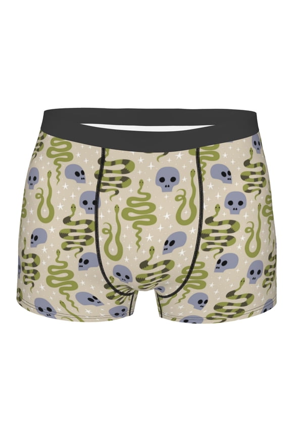Skull Snake Print Mens Underwear - Boxers for Men, Classic Briefs for Men
