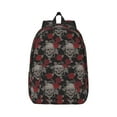 thumbnail image 1 of Naloa Skull and Red Roses Canvas Backpack for Men Women Rucksack Casual Travel Daypack College Tote Satchel Bookbag for Teens-Medium, 1 of 7
