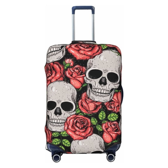 Naloa Skull and Roses Elastic Suitcase Protector, Travel Suitcase Protector Cover Fits 18-32in Suitcase - Large