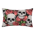 thumbnail image 1 of Naloa Skull and Roses Pillowcase, Throw Pillowcase, Wrinkle-Free, Stain-Resistant with Hidden Zipper for Bedroom Sofa - 16"x24", 1 of 9