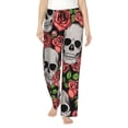 thumbnail image 1 of Naloa Skull and Roses Print Women’s Ultra-Soft Comfy Pajama Lounge Pants with Pockets & Drawstring, 1 of 8
