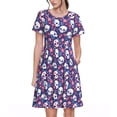 thumbnail image 1 of Naloa Skull cartoon flower Print Womens Summer A-Line Dress with Pockets,Short Sleeve Dresses,Flowy Beach Swing Dress for Vacation Travel, 1 of 6
