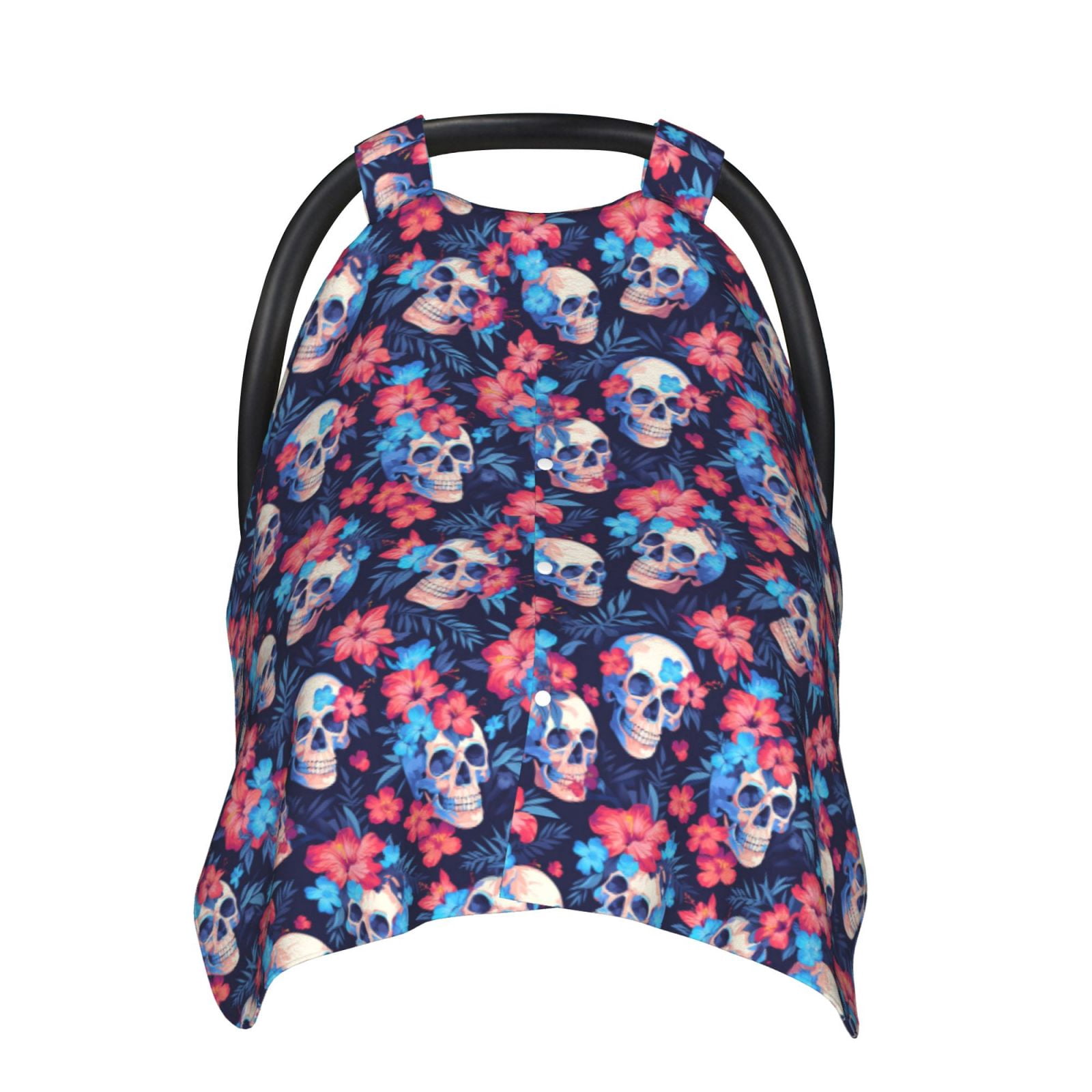 Naloa Skull flower blue Baby Car Seat Cover, Breathable Baby Carrier Cover, Multiuse Baby Carrier Cover & Nursing Breastfeeding Cover