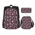 thumbnail image 1 of Naloa Skull flower leaf colorful Print Large Capacity Backpack Lunch Bag Pencil Case Combination 3 Piece Set for Student, 1 of 8