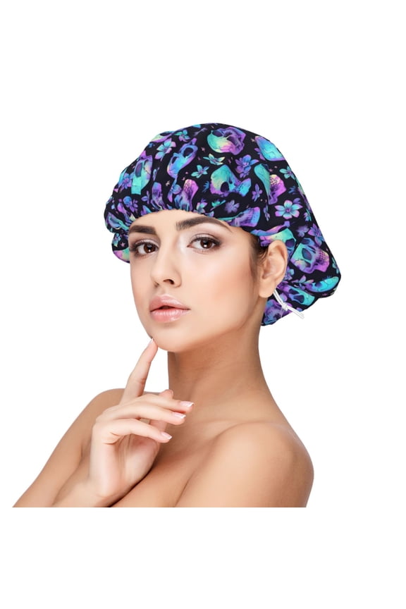 Skull flower tie dye Adjustable Hair Bonnet for Sleeping, Hair Wrap Sleep Cap Turban for Women Men, Curly Straight Hair Long Large Braid Unisex