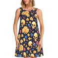 thumbnail image 1 of Naloa Skull gold flower Print Women's Summer Spring Casual Beach Sundress,Vacation Sleeveless Tank Crewneck Loose Dresses, 1 of 7