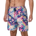 thumbnail image 1 of Naloa Skull rainbow color space Print Men Swim Trunks with Compression Liner ,Board Shorts,Men's Swim Shorts with Drawstring and Elastic Waistband-Small, 1 of 6