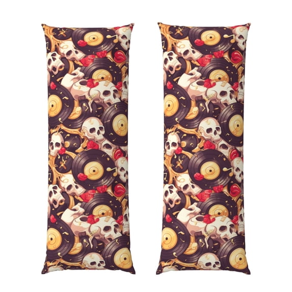 Naloa Skull record lips Super Soft 20x60 Body Pillow Case,Long Side Hidden Zipper(PILLOWS ARE NOT INCLUDED)