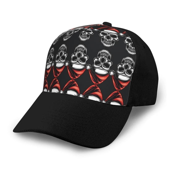 Naloa Skull santa hat Adult adjustable Print Baseball Hat, Patchwork curved brim baseball capfor Men and Women, One Size