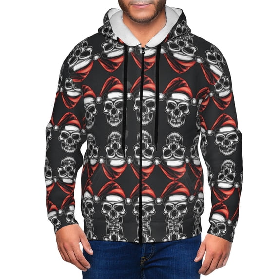 Naloa Skull santa hat Men’s Hoodies, Zip up Hoodie, Sweatshirts,Hoodies for Men Sizes S-3XL-XX-Large