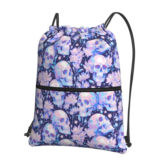 Naloa Skull star crystal Drawstring Backpack String Bag Cinch Water Resistant for Gym Shopping Sport Yoga