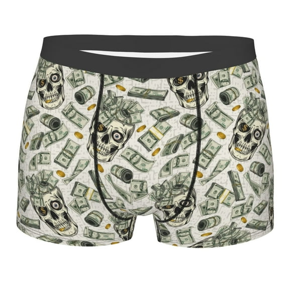 Naloa Skull with Cash Print Mens Underwear - Boxers for Men, Classic Briefs for Men