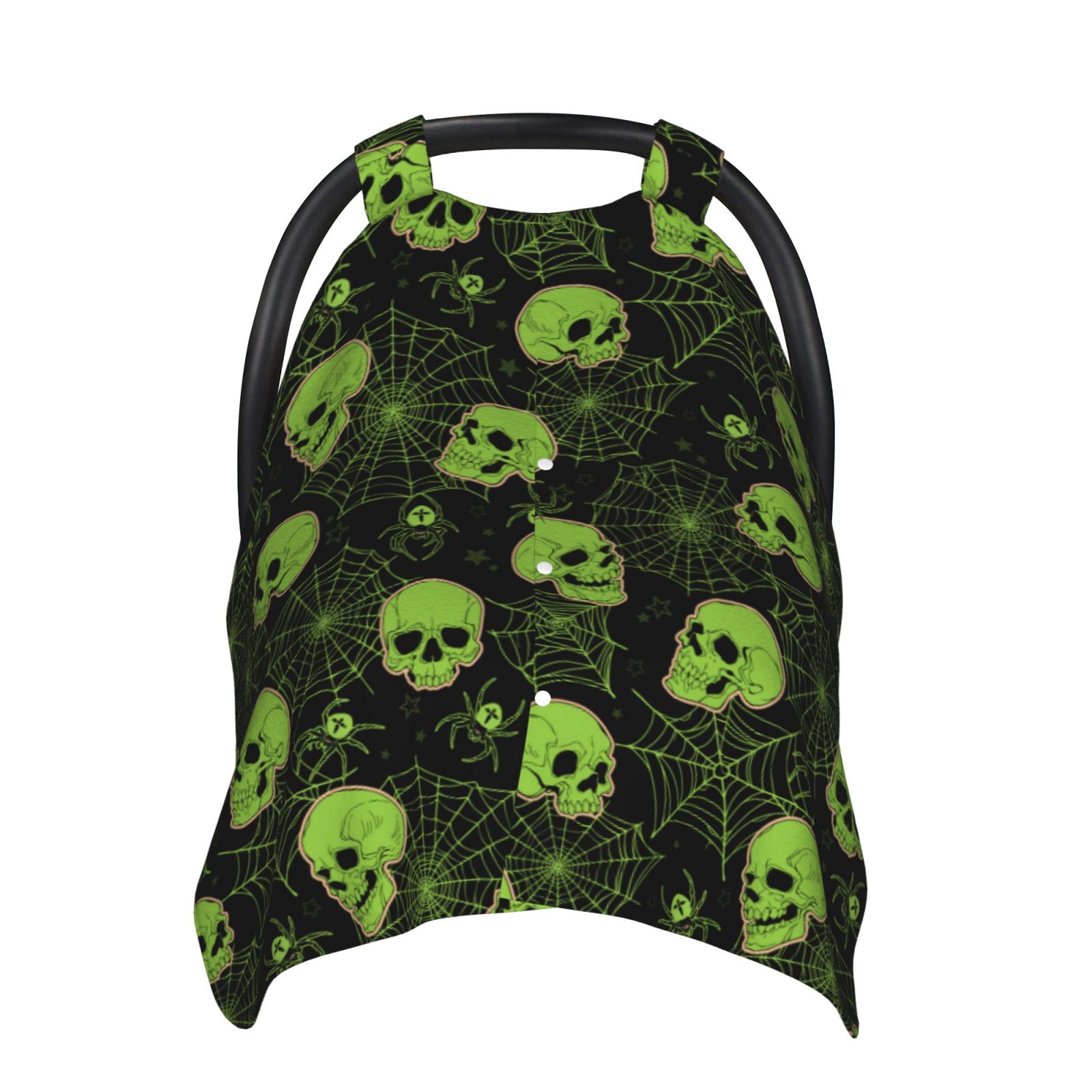 Naloa Skulls And Cobwebs Baby Car Seat Cover, Breathable Baby Carrier Cover, Multiuse Baby Carrier Cover & Nursing Breastfeeding Cover