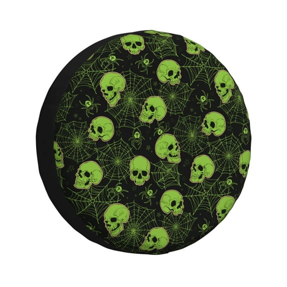 Naloa Skulls And Cobwebs PVC Leather Spare Tire Wheel Cover for Car Truck SUV Camper Trailer Universal Fit many size17 inch