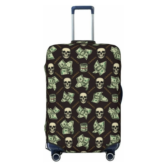 Naloa Skulls Gold Chains Dollar Elastic Suitcase Protector, Travel Suitcase Protector Cover Fits 18-32in Suitcase - Medium