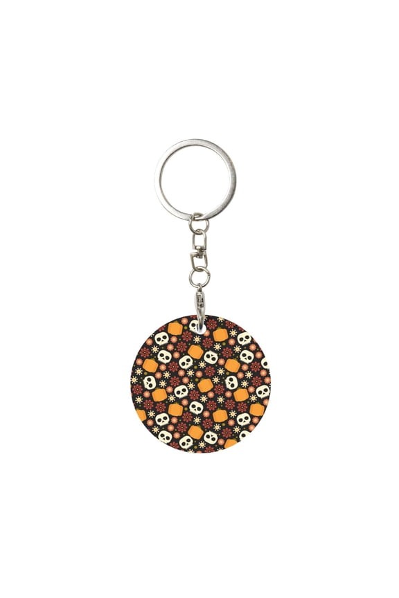 Skulls Print Round Keychain Keychain Key Ring, Key Tag, Key Chain Bulk for Gift Accessories (Round)