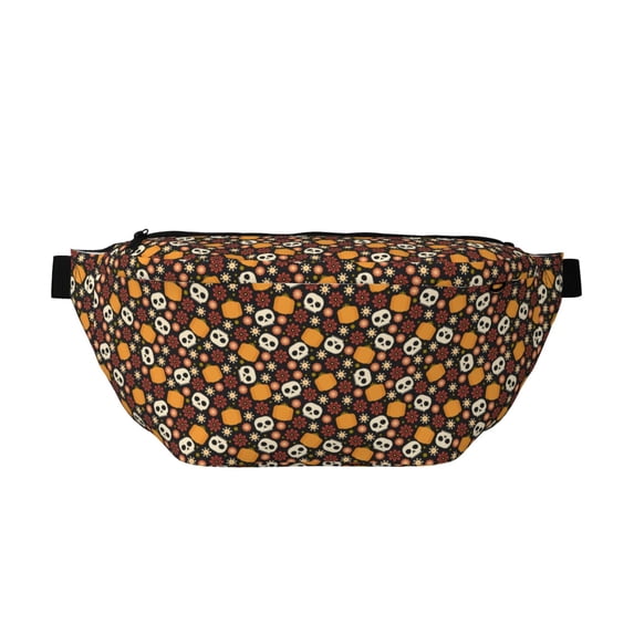 Naloa Skulls Print Running Belts for Men Women,Running Fanny Pack with 2-Zipper Pockets,Waterproof Waist Pack for Travel Hiking Running Outdoor Sports