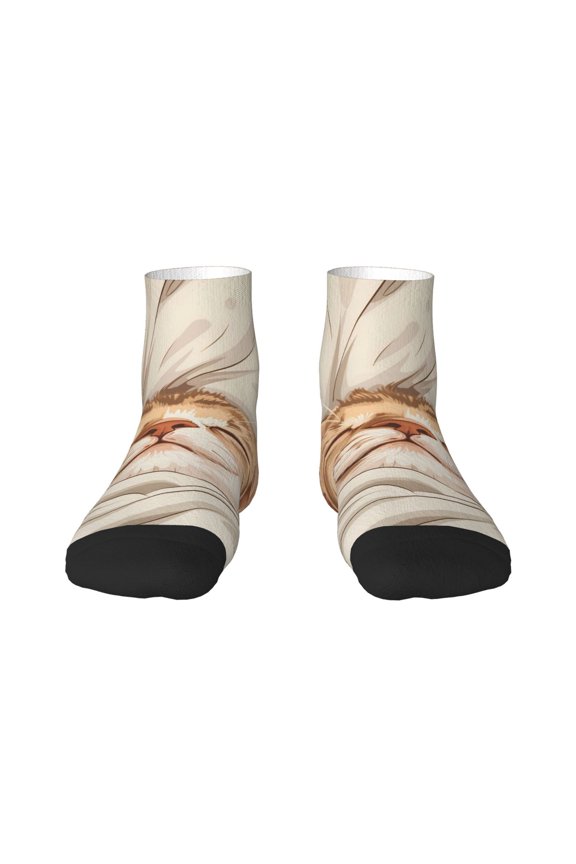 Sleeping Cat In Blanket Ankle Socks for Women Non Slip Socks No Show Socks Classic Low Cut Casual Socks Casual Socks