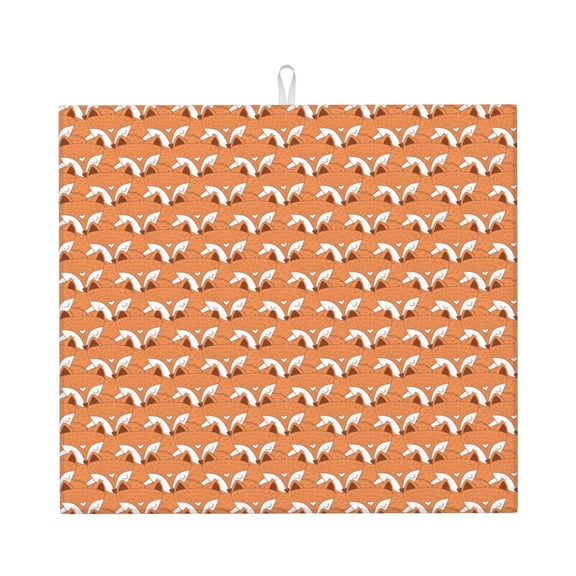 Naloa Sleepy Foxes Dish Drying Mat for Kitchen Counter, Heat Resistant Drainer Mats, Absorbent Draining Mat,Dish Rack Pad,16"x18"