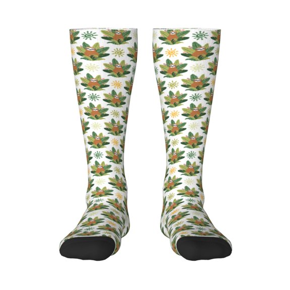 Naloa Sloth Sitting Tropical Leaves Knee Socks, High Socks Long Stretchy Sock Women Knee High Stocking, Long Socks for Women