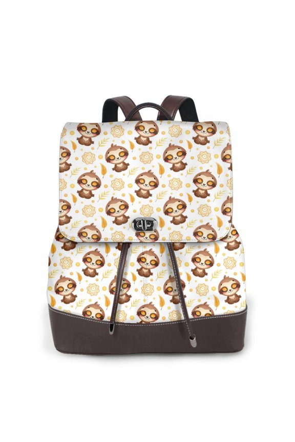 Naloa Sloth Yoga Print Leather Backpack Purse for Women and Ladies,Shoulder Travel Daypacks Bags,Laptop Backpack for Women