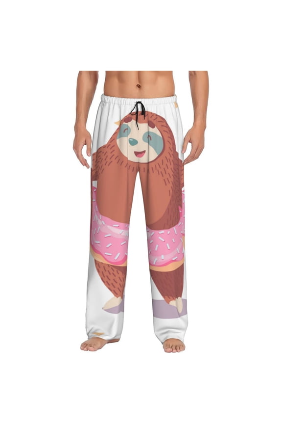Sloth with Donuts1 Pajama Pants Men, PJ Bottoms, Sleep & Lounge Pants-XX-Large