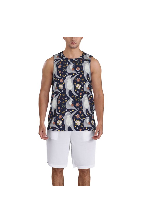 Sloths Dancing Basketball Jersey Reversible Men's Mesh Athletic Sports Shirts Training Practice S-4XLLarge