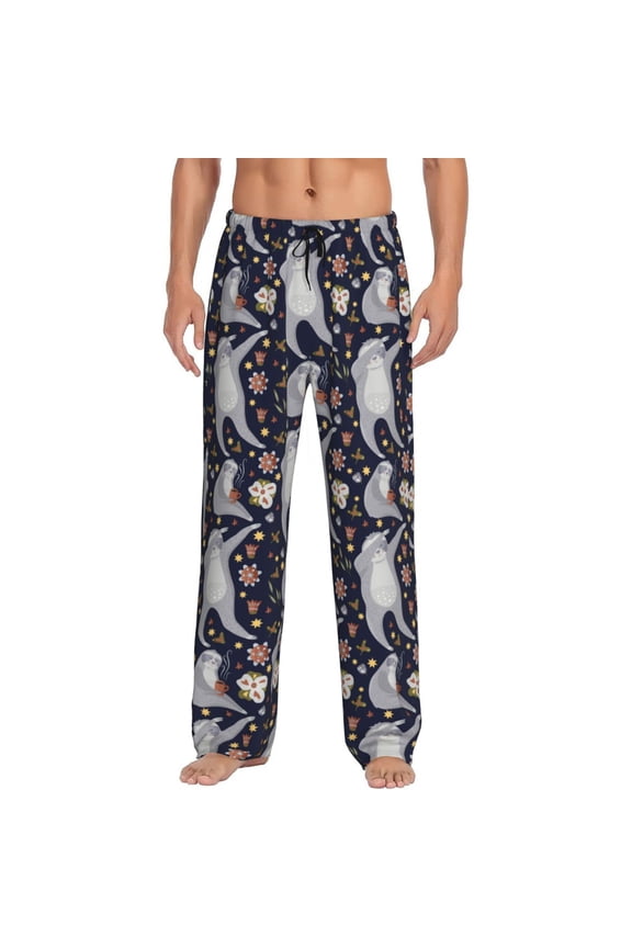 Sloths Dancing Pajama Pants Men, PJ Bottoms, Sleep & Lounge Pants-Large
