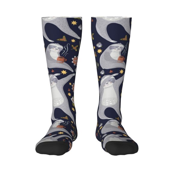 Naloa Sloths Dancing Thigh High Socks Extra Long Stretchy Sock Women Over Knee High Opaque Stocking Daily Wear
