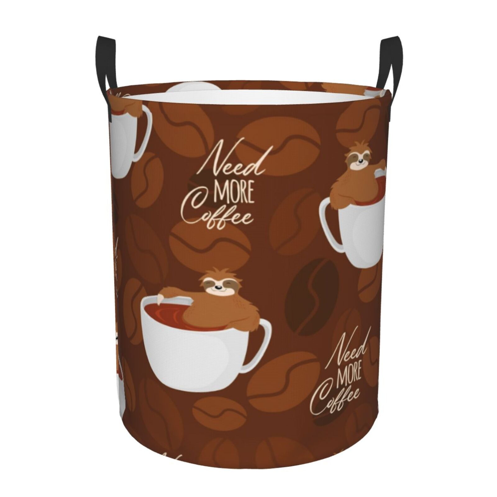 Naloa Sloths Need More Coffee Large Laundry Basket Waterproof Round