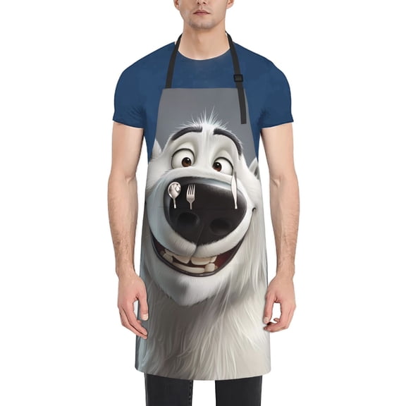 Naloa Smiling Polar Bear Apron Kitchen Aprons with Pockets for Women Men Chef