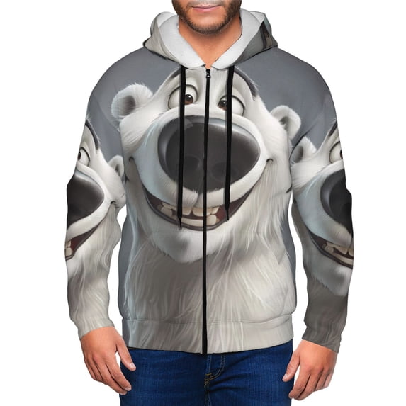 Naloa Smiling Polar Bear Men’s Hoodies, Zip up Hoodie, Sweatshirts,Hoodies for Men Sizes S-3XL-X-Large