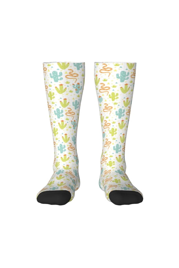 Snake And Cactus Thigh High Socks Extra Long Stretchy Sock Women Over Knee High Opaque Stocking Daily Wear