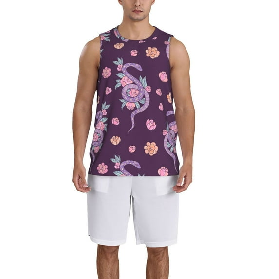 Naloa Snake And Flower Basketball Jersey Reversible Men's Mesh Athletic Sports Shirts Training Practice S-4XL4X-Large