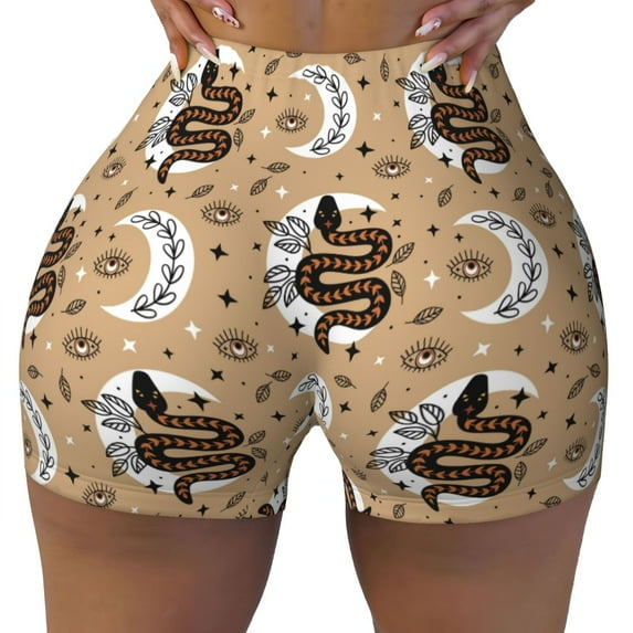 Naloa Snake And Flower Biker Shorts for Women Seamless Scrunch Short Women’s Yoga Shorts for Gym Running Sport Shorts - X-Large